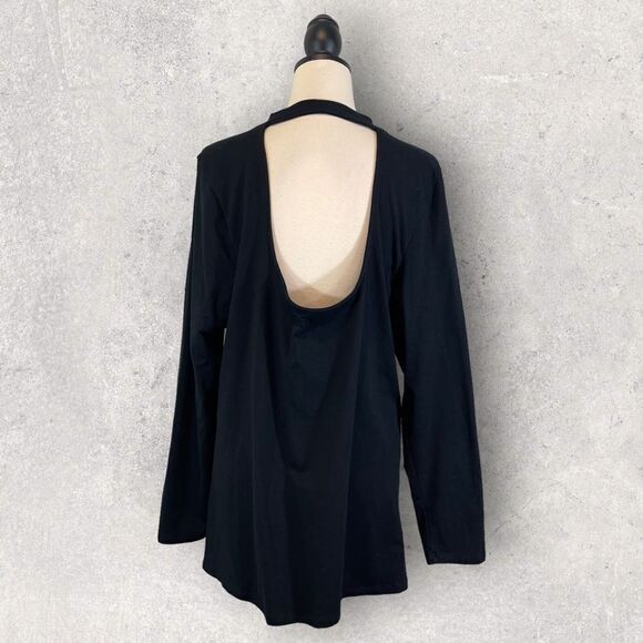 Torrid Black Keyhole Open Back Top Tunic Long Sleeve Mock Neck, Size 3X - Picture 7 of 11